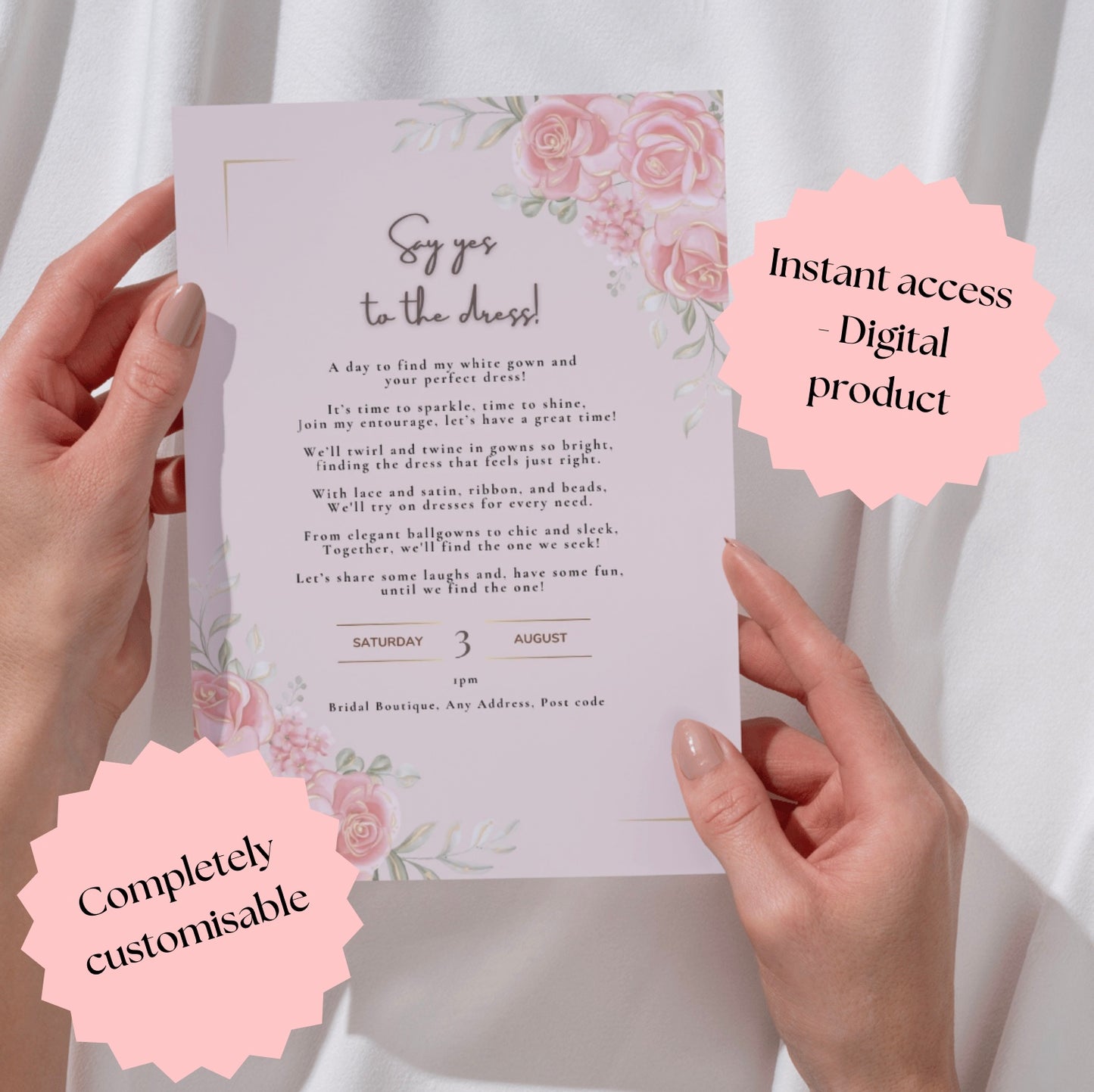 Pink Rose Entourage Invitation