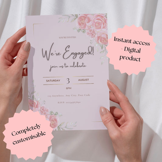 Pink Rose Engagement Celebration Invitation