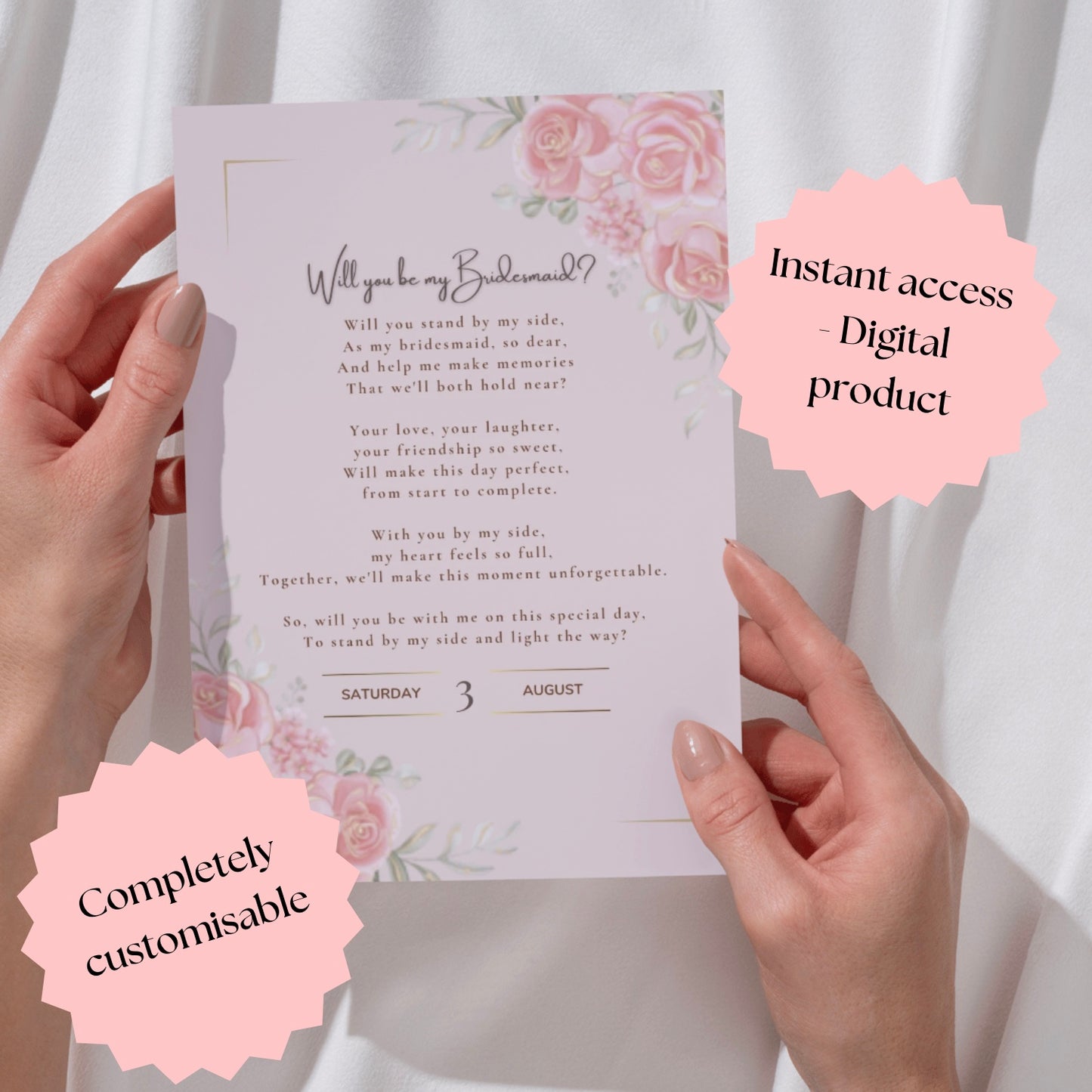 Pink Rose Bridesmaid Invitation