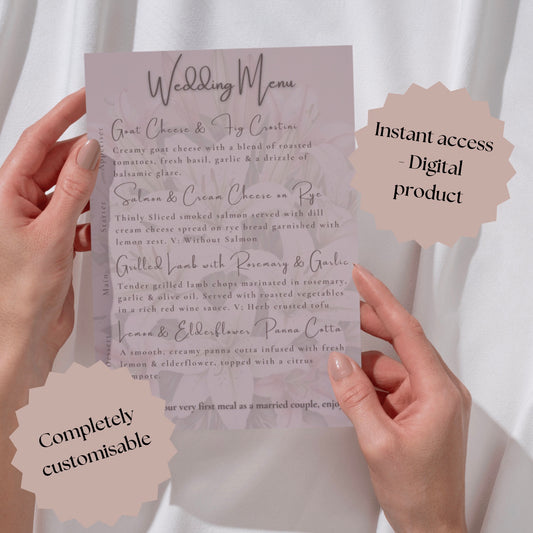 Lily - Wedding Menu